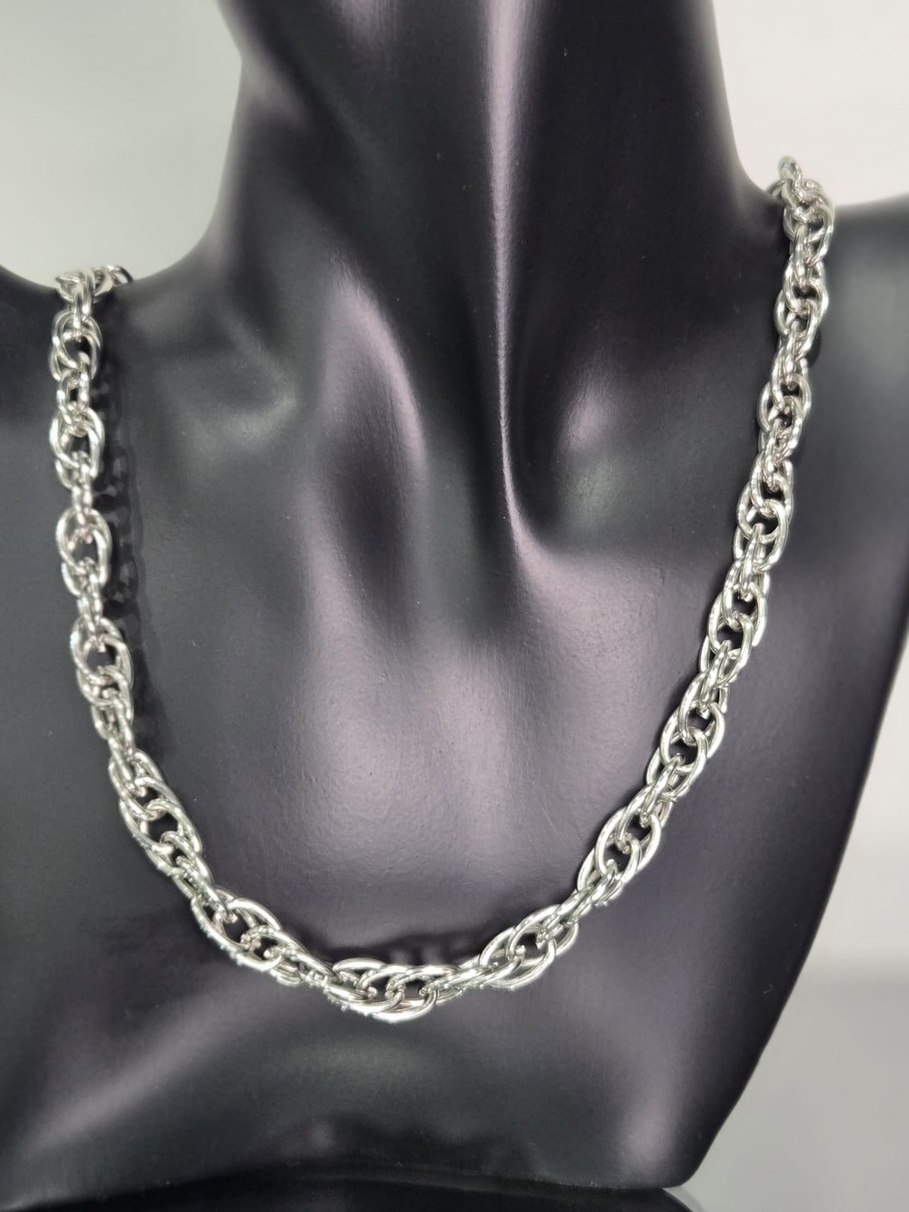 Polished Silver-Tone Twisted Link Necklace for Women | AAJ Packaging Included |